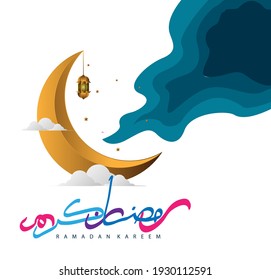 ramadan kareem mit arabischem Text ist ein muslimisches Ereignis, Vektorvorlage, Hintergrund oder Poster