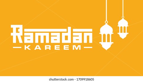 Ramadan Kareem. Arabic Translated: The Glorious Month of Ramadan. A Lantern Icon. Rainbow Color Background. Vector Illustration.