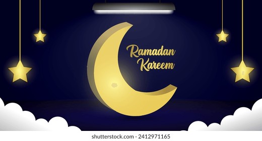 Ramadan Kareem background with 3D moon shape