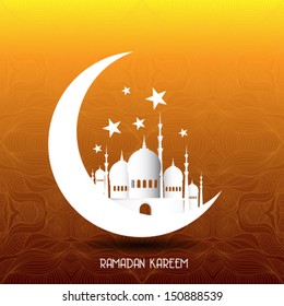 Ramadan Kareem background with 3d paper