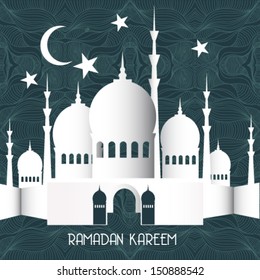 Ramadan Kareem background with 3d paper