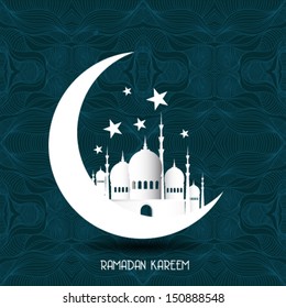  Ramadan Kareem background with 3d paper