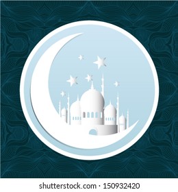 Ramadan Kareem background with 3d paper