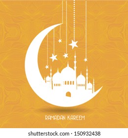 Ramadan Kareem background with 3d paper