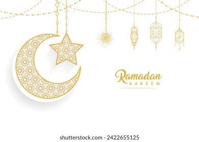 Ramadan Kareem background. Ramadan kareem arabian lanterns and lamps border. Islamic greeting card template