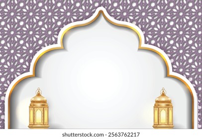 Ramadan Kareem background with arabic pattern and lantern