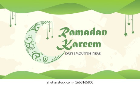 Ramadan Kareem Background Banner And Decorative Moon Islamic Vector With Grundge Background