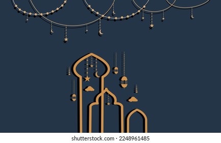 banner de fondo ramadan kareem conjunto con el adorno de lujo ramadan eid mubarak fondo