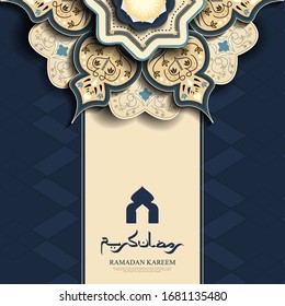 "Ramadan Kareem" Background with calligraphy and mandala vector illustration