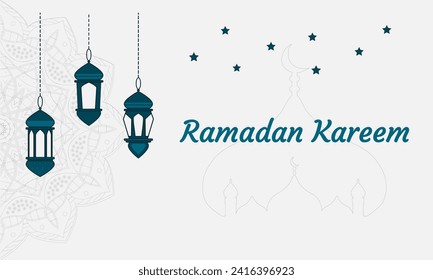Ramadan Kareem background concept with lantern lamp. Vector illustration.