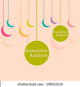 Ramadan Kareem background concept mosque with moon.