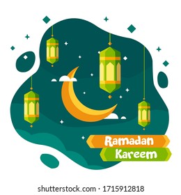 Fondo Ramadan kareem con vector de centavos y linterna