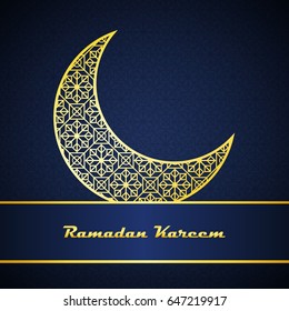 Ramadan Kareem background with decorated shiny moon