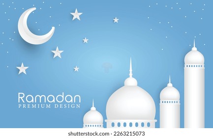 Ramadan Kareem Background Design. Greeting Card, Banner, Poster. Vector Illustration.