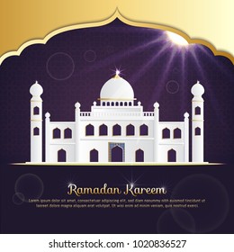 Ramadan Kareem background design with mosque vector illustration