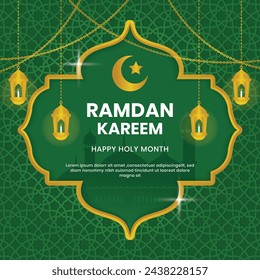 Ramadan kareem background design template with golden ornament,social media post template.