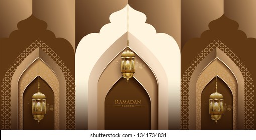 Ramadan kareem background, Elegant greetings card design template, place for text greeting card and banner for Ramadan kareem.