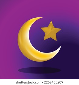 ramadan kareem background element moon lantern desert night