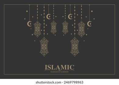 ramadan kareem background flat line style