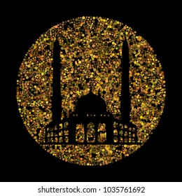 Ramadan Kareem background with gold glitter effect