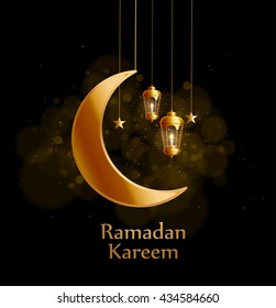 ramadan kareem background with gold lantern vector eps 10