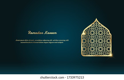 Ramadan Kareem Background with Golden Islamic Ornament. Fit for greeting card, wallpaper and other.