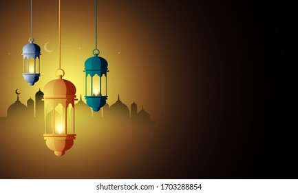 Ramadan Kareem Background for greeting card or web background. Vector Illustration.