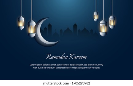 Ramadan Kareem Background for greeting card or web background. Vector Illustration.