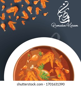 Archivo vectorial de saludo de fondo de Ramadan kareem, Vector de Eid Mubarak, ilustración vectorial.