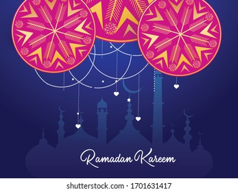 Ramadan Kareem Hintergrund Grußdatei Vektorillustration, Eid Mubarak Vektorillustration, Vektorillustration Illustration.