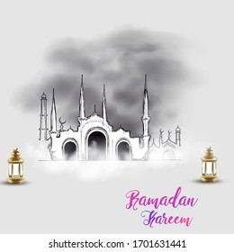 Ramadan Kareem Hintergrund Grußdatei Vektorillustration, Eid Mubarak Vektorillustration, Vektorillustration Illustration.