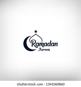 Ramadan kareem background, illustration with crescent moon and mosque dome. EPS 10 - vector
