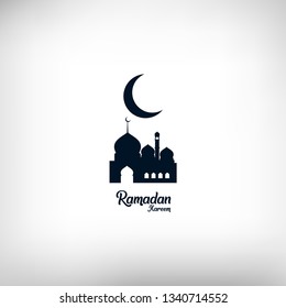 Ramadan kareem background, illustration with mosque dome and crescent, moon, EPS 10 - vector