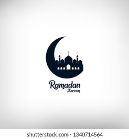 Ramadan kareem background, illustration with mosque dome and crescent, moon, EPS 10 - vector