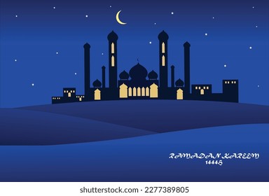 ramadan kareem background. Islamic background design with mosque image can be used for poster, banner, flyer, invitation, website or greeting card. vector illustration