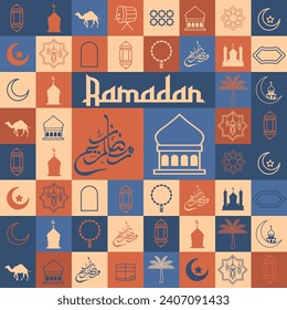 Ramadan Kareem Hintergrund. Islamische Grußkartenvorlage mit ramadan für Tapete-Design. Vektorgrafik
