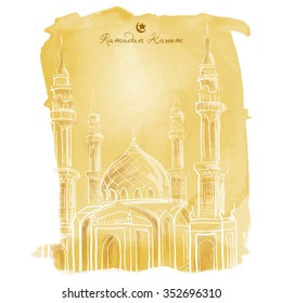 Ramadan Kareem background islamic greeting template - Translation of text : Ramadan Kareem - May Generosity Bless you during the holy month