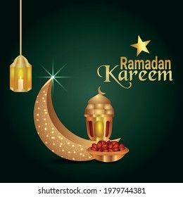 Ramadan Kareem Hintergrund mit islamischer Laterne und Mond