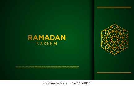 Ramadan Kareem Background with Islamic Ornament on Green Background. Vector Illustration.