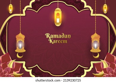 Ramadan Kareem background Islamic red color