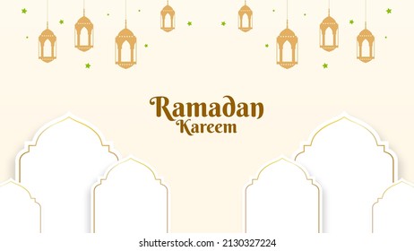 Ramadan Kareem Background With Islamic Shape And Lantern - EPS 10 Vector