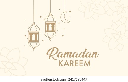 Fondo Ramadan Kareem con lámpara y luna.