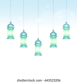 Ramadan Kareem Background with Lamps . 