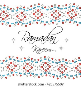 Ramadan Kareem Background with Lamps. Lantern with title for holy month