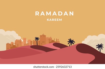 Ramadan Kareem background landscape illustration
