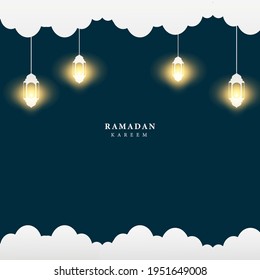 Ramadan Kareem Background with Lantern For Greeting Card, Banner, Wallpaper, and etc.