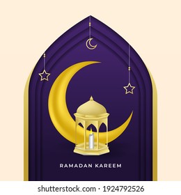 Ramadan Kareem Background with lantern and islamic element