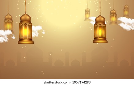 Ramadan kareem background with lantern lights