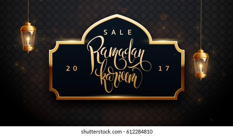 ramadan kareem background, lanterns,holiday, vector illustration eps 10 gold colors