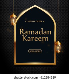 ramadan kareem background, lanterns,holiday, vector illustration eps 10 gold colors